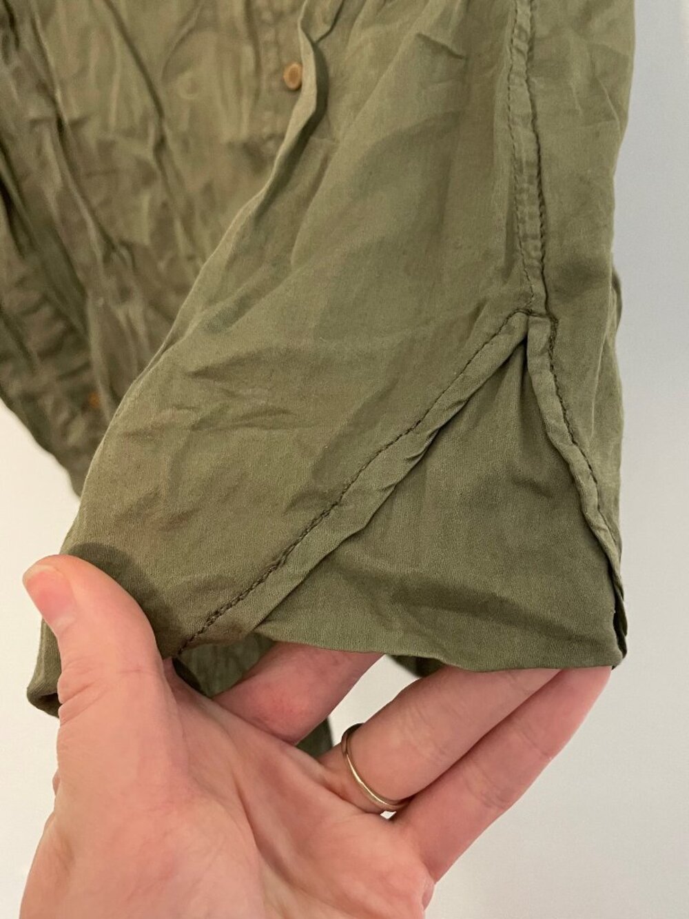 MAEVE ANTHROPOLOGIE Aveiro Safari Shirt Olive Green "Button Down" SNAPS /NO BELT - Picture 7 of 16